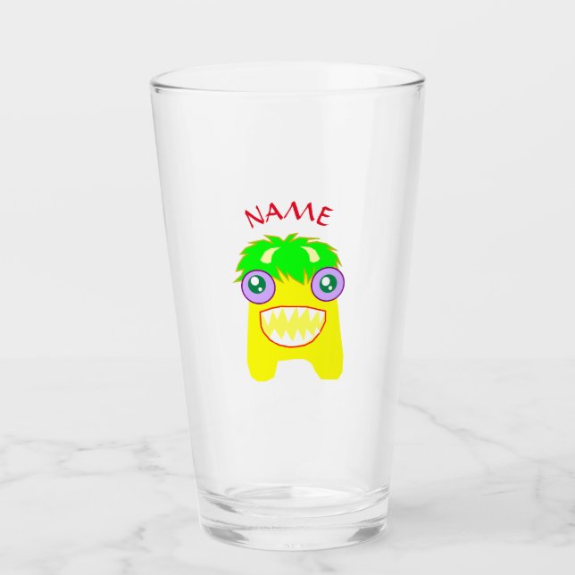 GÖR-DET-SJÄLV NAMN GLAD MONSTER DRIKGLAS GLASKOPP (Framsida)