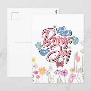 Gör det som ger dig Joy Blommigt och Butterfly-cit Vykort