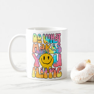 Gör det som gör dig Lycklig, Retro Hippie Lycklig Kaffemugg