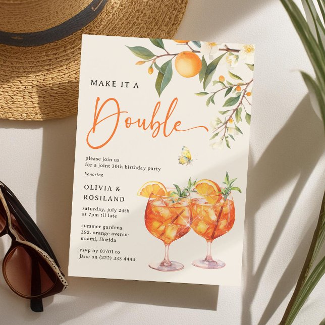 Gör det till en dubbel Aperol Spritz' Födelsedagsf Inbjudningar (Skapare uppladdad)