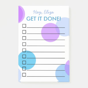 Gör det till en lista med blå konfetti att göra post-it block