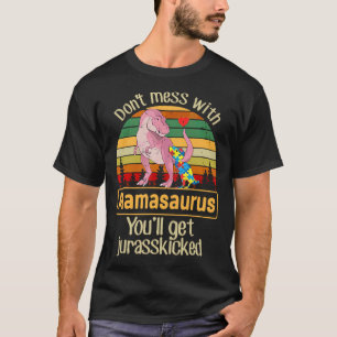 Gör dig med Mamasaurus Autism Mamma Mor S-dagen T Shirt