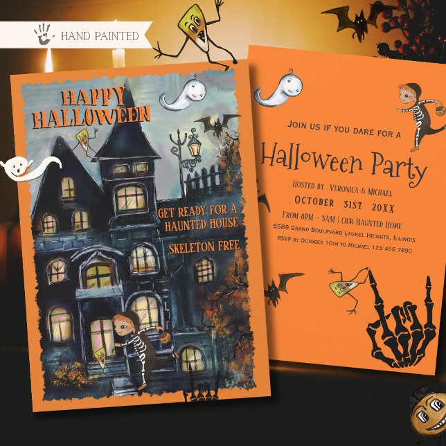 Gör dig redo för Halloween-spökhus Rollig fest Inbjudningar (Get Ready for Halloween Haunted House Funny Party Invitation)
