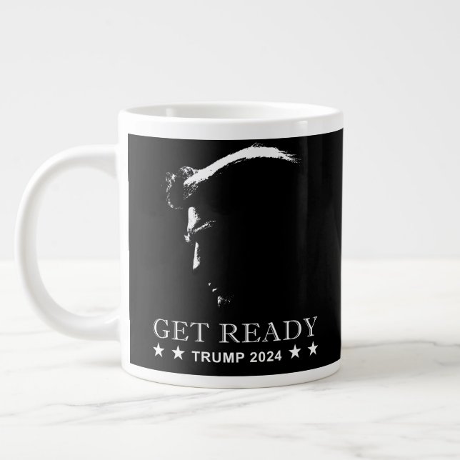 Gör dig redo: USA Donald Trump 2024 Kaffe Mugg Jumbo Mugg (Vänster)