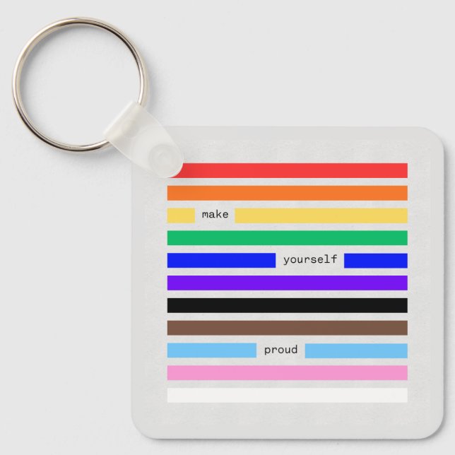 Gör Dig Själv Stolt Rainbow Redaction Pride 2026 Nyckelring (Framsida)