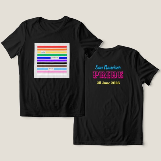 Gör Dig Själv Stolt Regnbågsredaktion Pride 2026 T Shirt (Design fram och bak)