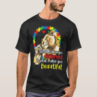 Gör dig till en annan Lejon Mamma Autism Child Awa T Shirt