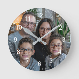 Gör din egen Anpassningsbar-familjs fotoPersonlig Rund Klocka