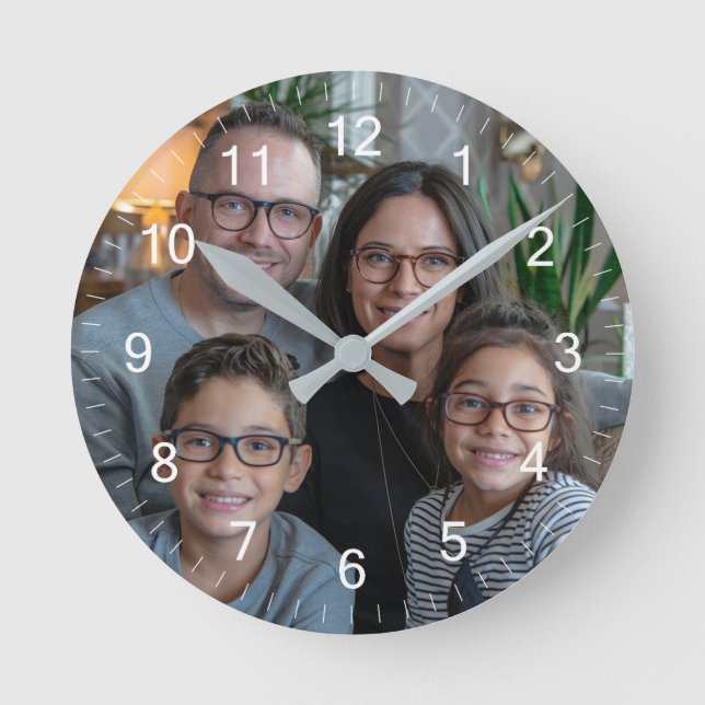Gör din egen Anpassningsbar-familjs fotoPersonlig Rund Klocka (Framsida)