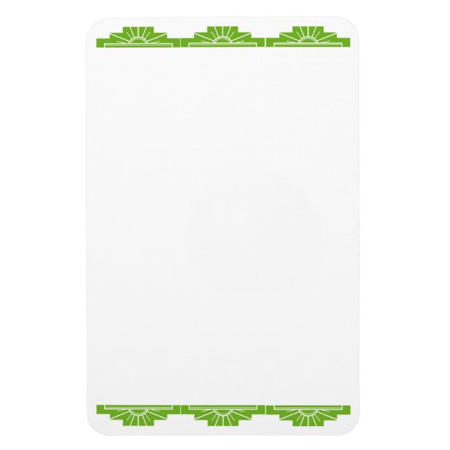 Gör din egen - Art Deco Sunburst White and Lime Magnet (Vertikal)