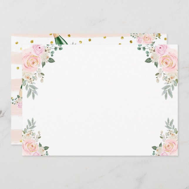 Gör din egen Blommigt för spelchampagne Inbjudningar (Fram/baksida)