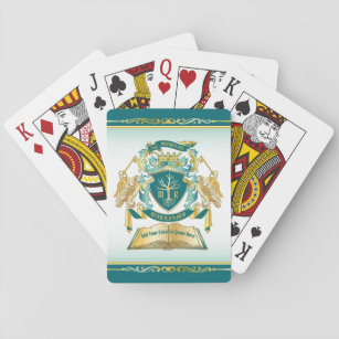 Gör din egen Emblem Träd Bok Nyckel Krona Guld Casinokort