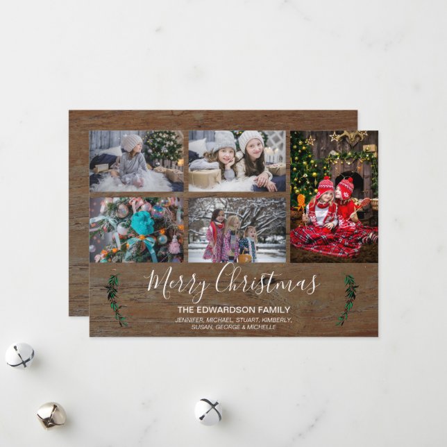 Gör din egen familjesammanställning, rustik jul julkort (Fram/Back In Situ)