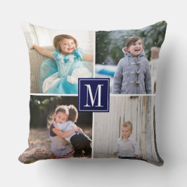 Gör din egen fotokollage och monogrammarin blå kudde
