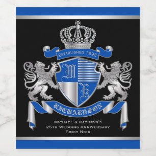 Gör din egen Jacka av Arm Blue Silver Lejonare Em Vinflaska Etikett