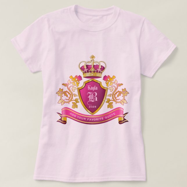 Gör din egen Jacka av Arm Krona Pearls Rosa T Shirt (Design framsida)