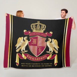 Gör din egen Jacka av Arm Red Guld Eagle Emblem Fleecefilt