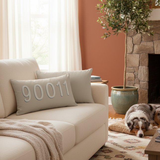 Gör Din Egen Kräm Beige Hem Postnummer Kudd Lumbarkudde (Stylish neutral color ZIP code lumbar pillow!)