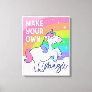 Gör din egen magi   Cute Unicorn Canvastryck