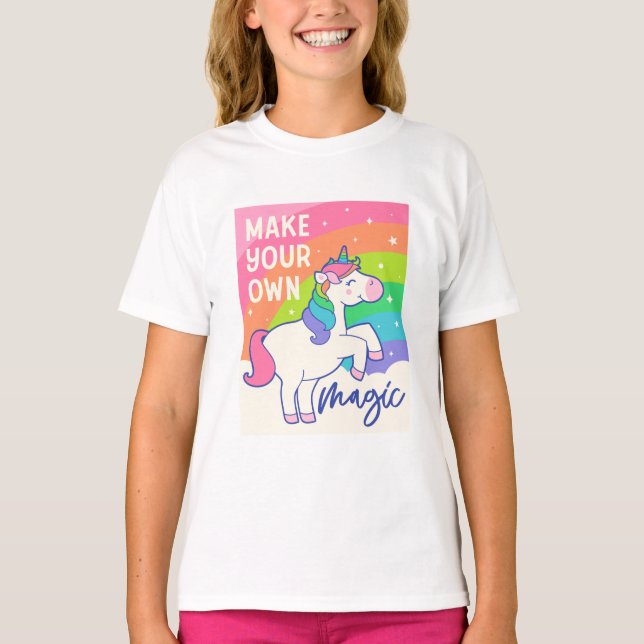 Gör din egen magi | Cute Unicorn T Shirt (Framsida)