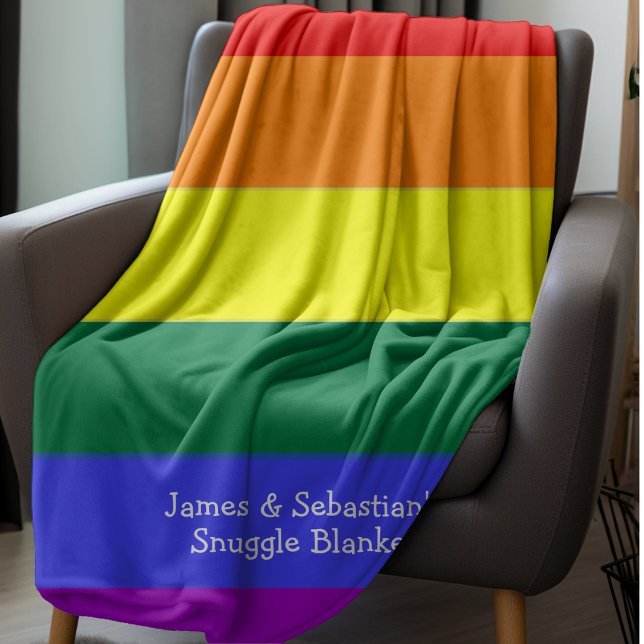 Gör din egen Personlig Gay pride Flagga Fleecefilt (Personalized colorful LGBT Gay Pride rainbow pride blanket from Ricaso. cosy throw for couples)