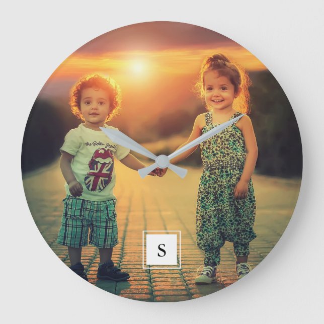 Gör din egen personliga familjs foto monogrammat stor klocka (Framsida)