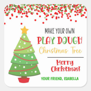 Gör din egen Play Dough Julgran Fyrkantigt Klistermärke