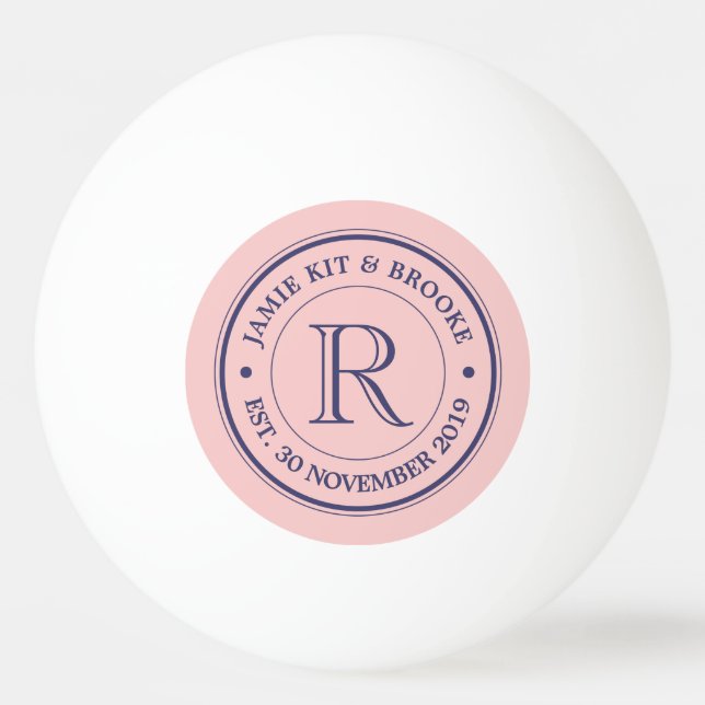 Gör din egen Ro Quartz Rosa Logotyp Monogram Pingisboll (Framsidan)