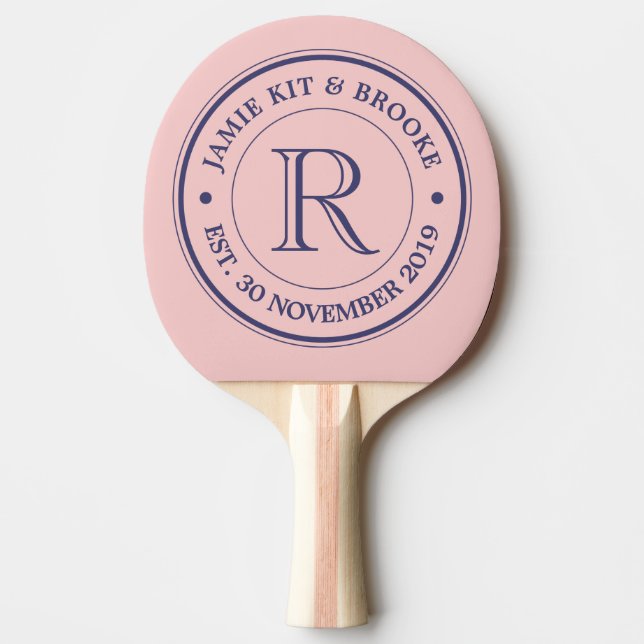 Gör din egen Ro Quartz Rosa Logotyp Monogram Pingisracket (Framsidan)