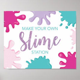 Gör din egen Slime födelsedagsfest skylt rosa
