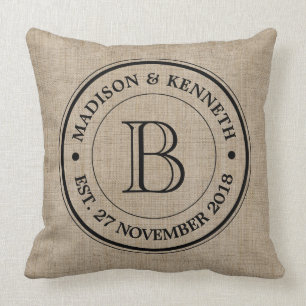 Gör din egna Burlap den Retro logotypmonogramen Kudde