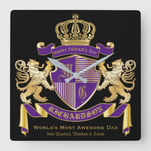 Gör din egna Emblem för vapensköldMonogramkrona Fyrkantig Klocka