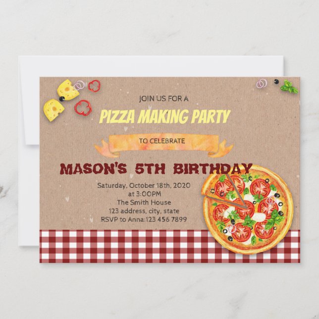 Gör din egna pizzapartyinbjudan inbjudningar (Framsida)