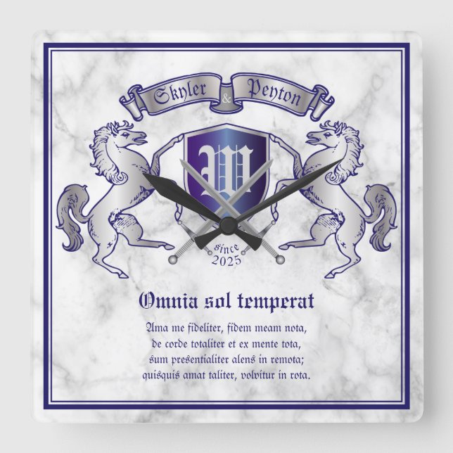 Gör din egna vapensköldsilverhäst att skydda fyrkantig klocka (Framsida)