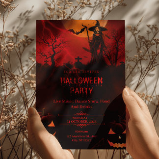 Gör din Halloween fest-klass med rött tema Inbjudningar