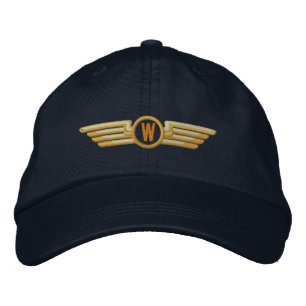 Gör din Monogram-flygresenär Pilot Vingar Broderad Keps