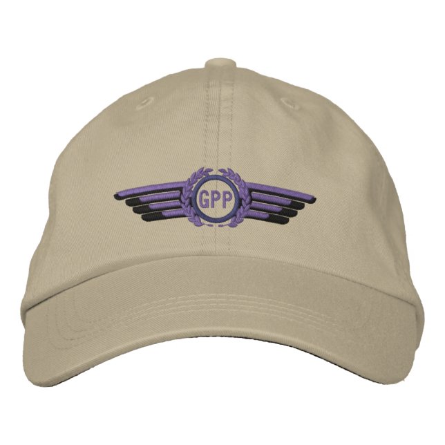 Gör din Monogram-flygresenär Pilot Vingar Broderad Keps (Framsida)