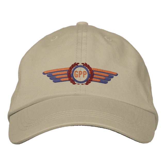 Gör din Monogram-flygresenär Pilot Vingar Broderad Keps (Framsida)