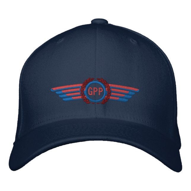Gör din Monogram-flygresenär Pilot Vingar Broderad Keps (Framsida)