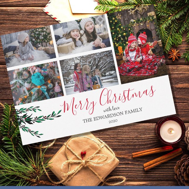 Gör dina egna familjerådor till jul julkort (Make your own family collage berries Christmas Holiday Card. Very personal and unique Christmas card)