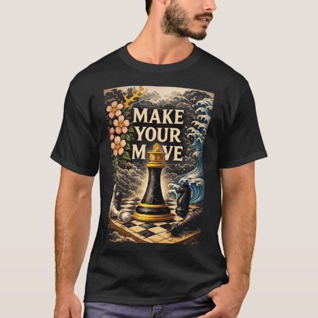 Gör Ditt Drag, Schackbräde, FramgångsMotiverande T Shirt (Framsida)
