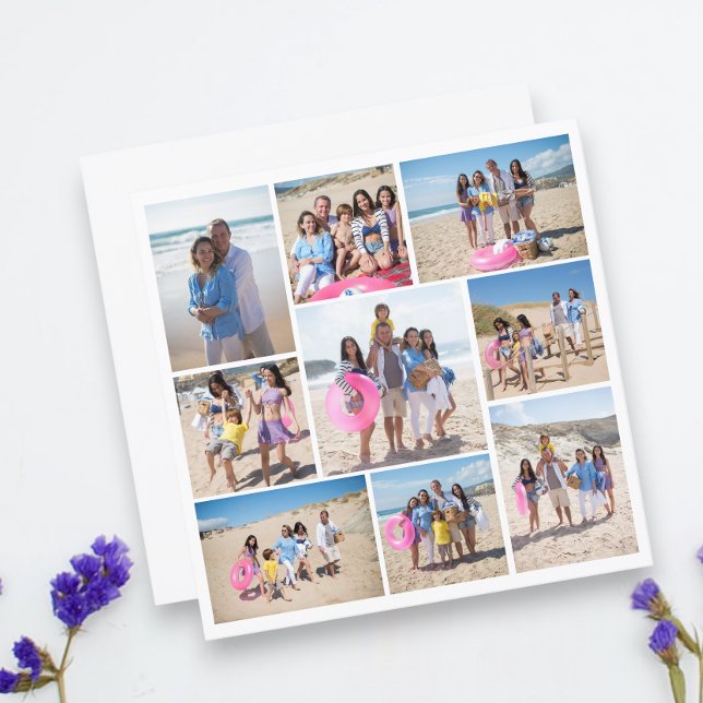 Gör ditt eget 9-fotomakort till Personligen Inbjudningar (Make Your Own 9 Photo Collage Personalized Cards from Ricaso. Create your own DIY cards & gifts)