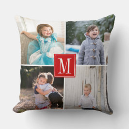 Gör ditt eget fotokollage och monogramrött rött kudde
