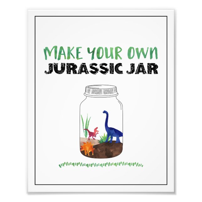 Gör Ditt Eget Jurassic Jar Dinosaur Födelsedagssky Fototryck (Framsidan)