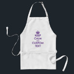 Gör ditt eget lustiga lugn för behålla eller bq ap förkläde<br><div class="desc">Gör ditt eget lustiga lugn i behålla eller bq apron. Vintage med lila brev och krona. Anpassadet färg. Skapa din egen Keepcalm-parodi. Cute Birthday-presentidé för make, pappa, mamma, moster, hustru, mormor, vän, familjemedlem, kock, barista, kollega, medarbetare, par, pojkvän, flickvän osv. Perfekt för gräddning eller matlagning. Roligt presenter för manar och...</div>
