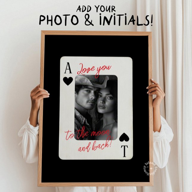 Gör ditt eget Par Kärlek till Måne Poker Poster (Make Your Own Couples Love you to the Moon Poker Poster)