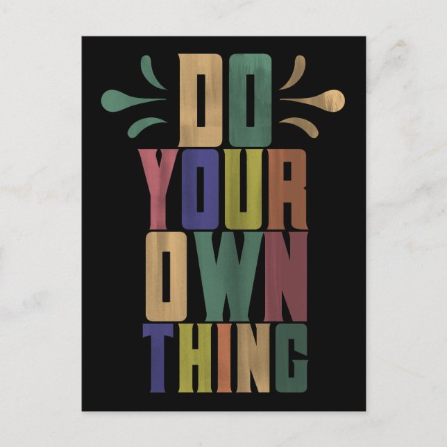 Gör ditt eget sak motiverande typografi citat vykort (Framsida)