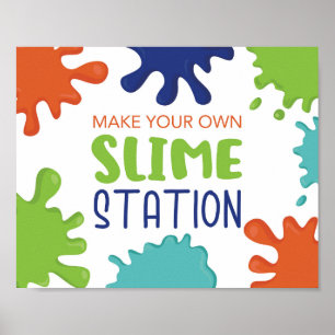 Gör ditt eget slime-skylt för slime-födelsedag poster
