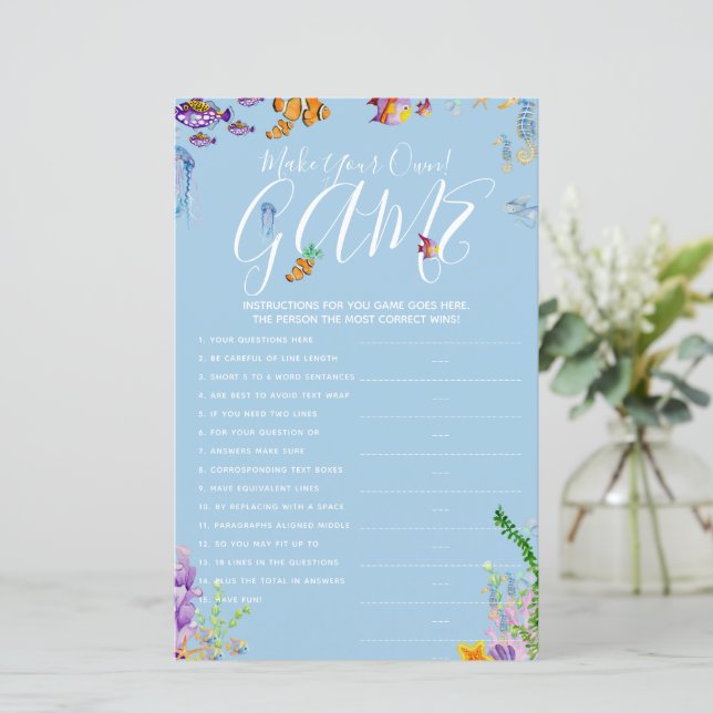 Gör ditt eget spel under Sea Baby Shower (Stående Fram)