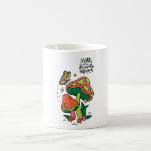 Gör Dreams Happen Färgämnet svampmyterfly Kaffemugg